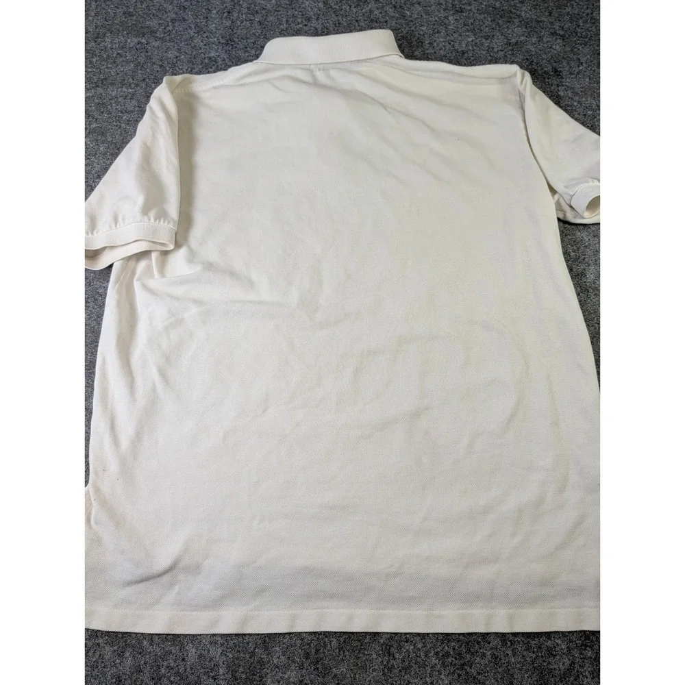 Polo Ralph Lauren Mens Large Off White Cotton Pique Short Sleeve Polo Shirt